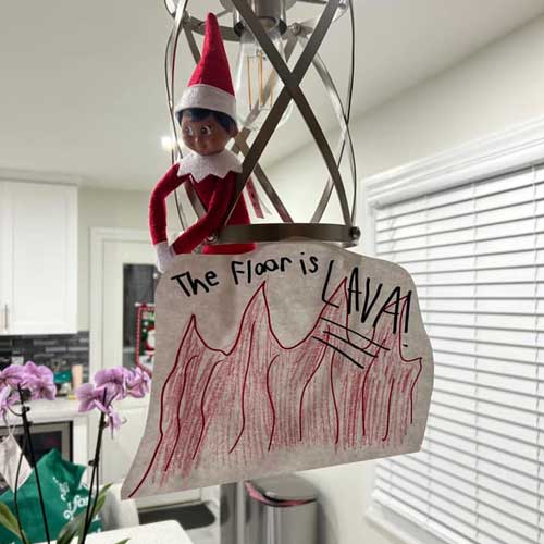 elf on the shelf the floor is lava