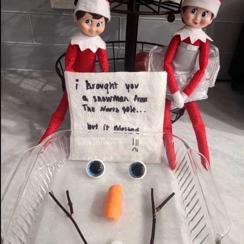elf on the shelf melted snowman