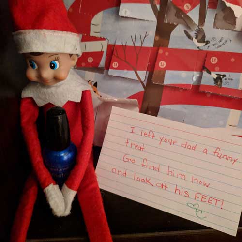 elf on the shelf pranking dad