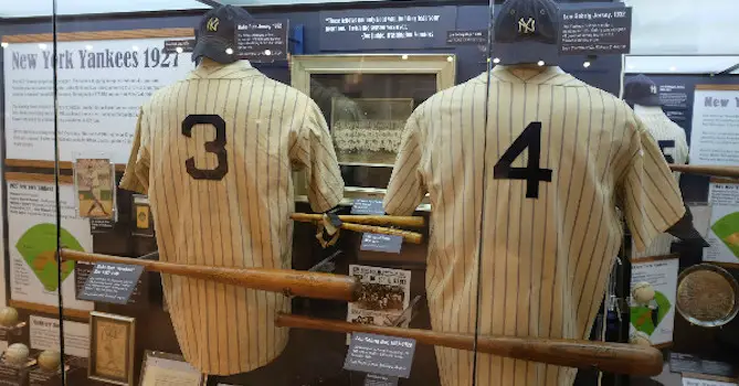 Babe Ruth's jersey on display at the Yankee museum.