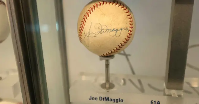 joe dimaggio signed baseball yankee stadium