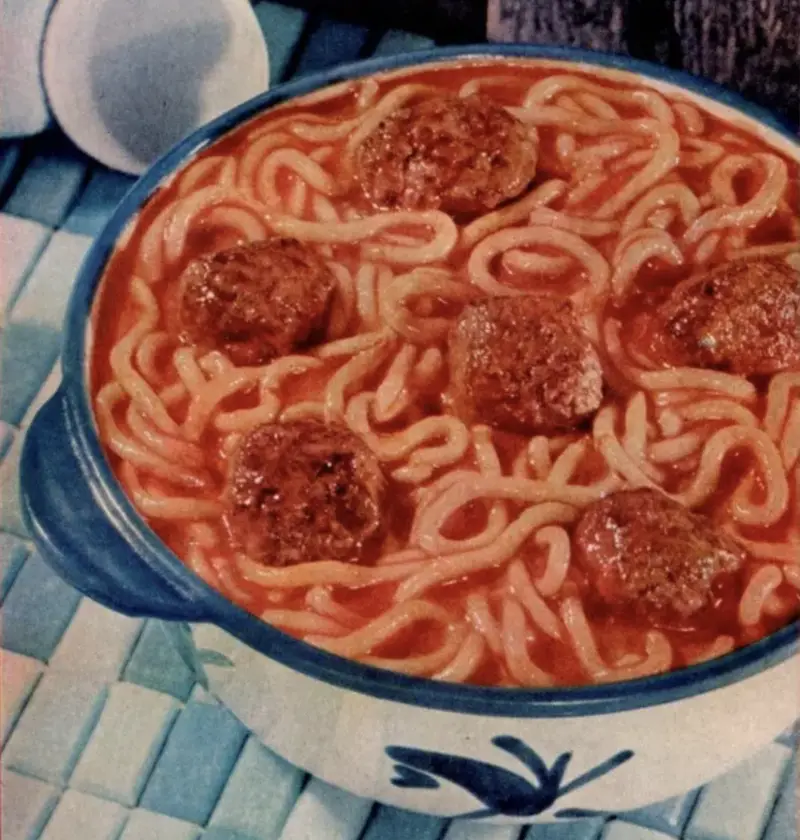 vintage spaghetti meatballs