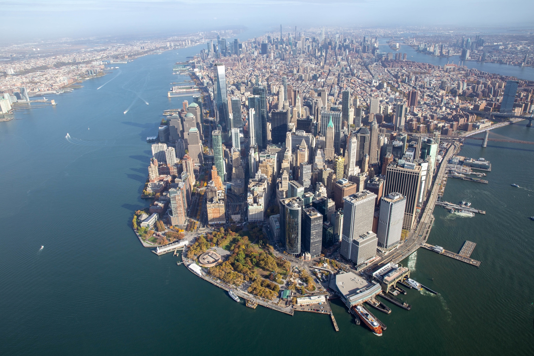 lower manhattan helicopter view