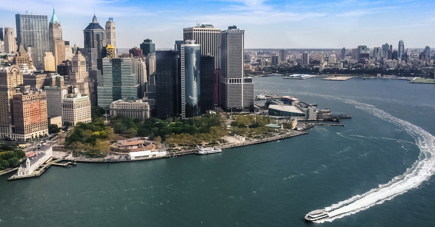 lower manhattan helicopter view