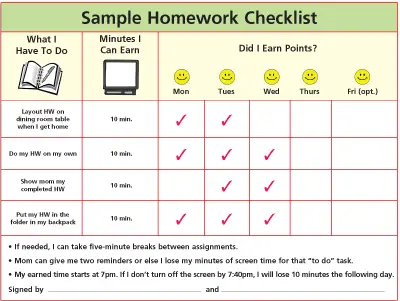 Sample Homework Checklist