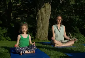 family yoga at Wave Hill