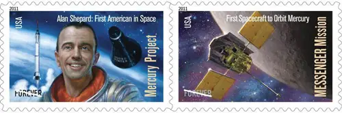 USA Forever Stamps; Mercury Project, MESSENGER Mission
