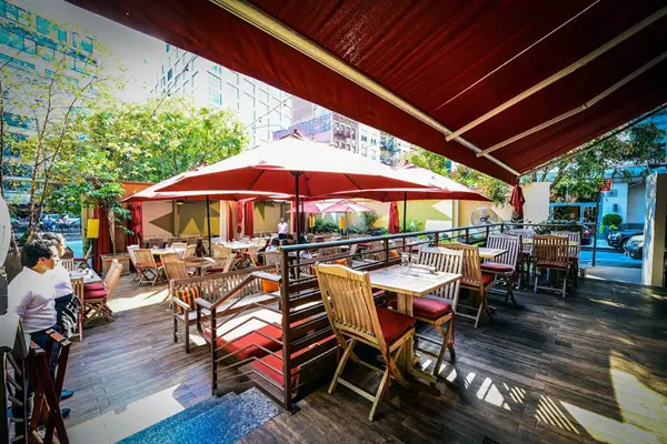 An view of Pera SoHo's outdoor seating area.