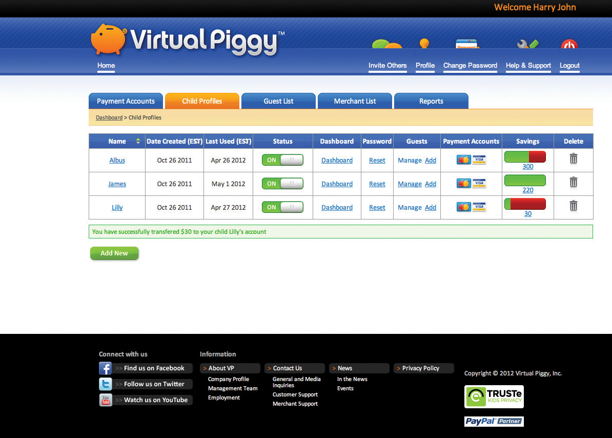 Virtual Piggy website