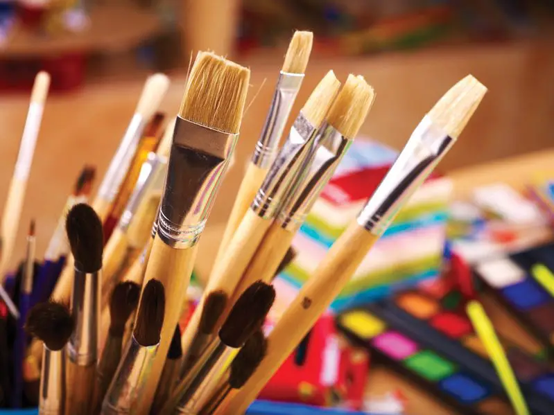 paintbrushes and art supplies