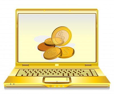 laptop with money