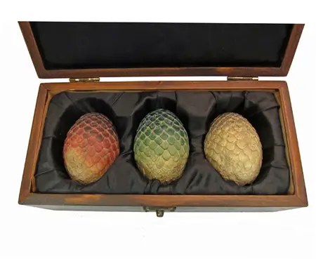 Daenerys Targaryen’s dragon eggs in a wooden box
