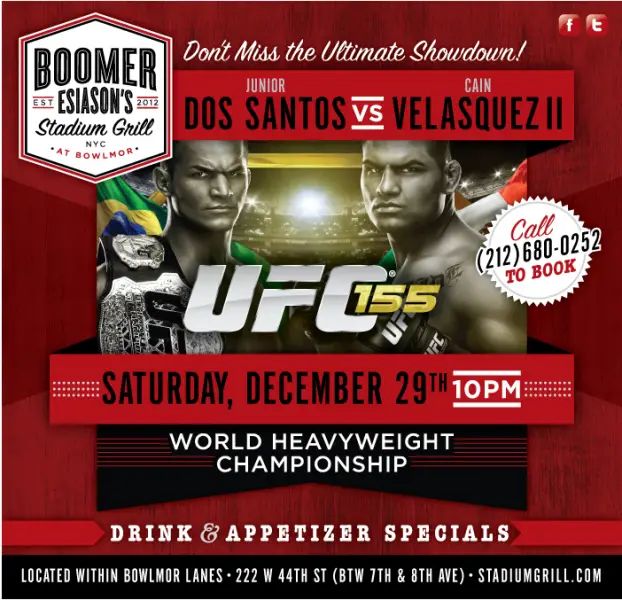Boomer Esiason's Hosts Dos Santos vs. Velasquez II UFC Championship
