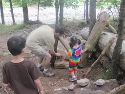 family building a shelter