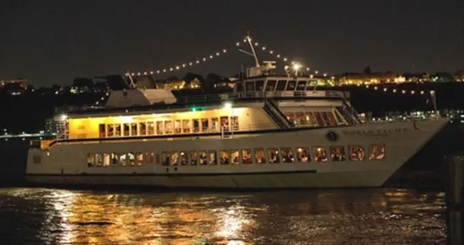 World Yacht floating on the Hudson.