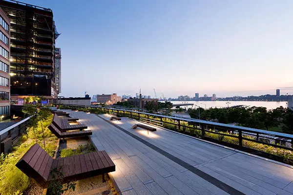 The High Line Park at sunset