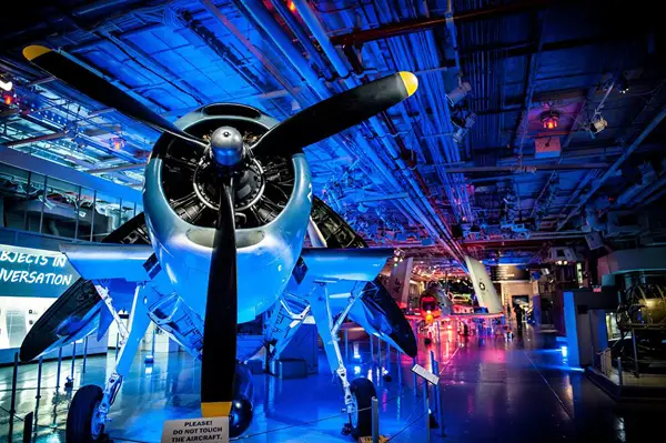 An interior view of the Intrepid Sea, Air & Space Museum.