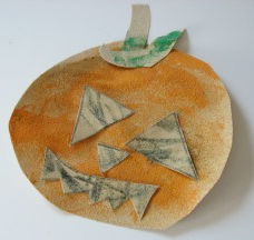 paper pumpkin craft made out of sandpaper