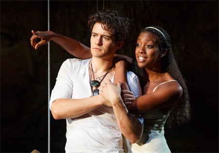 Orlando Bloom and Condola Rashad in Romeo and Juliet on Broadway