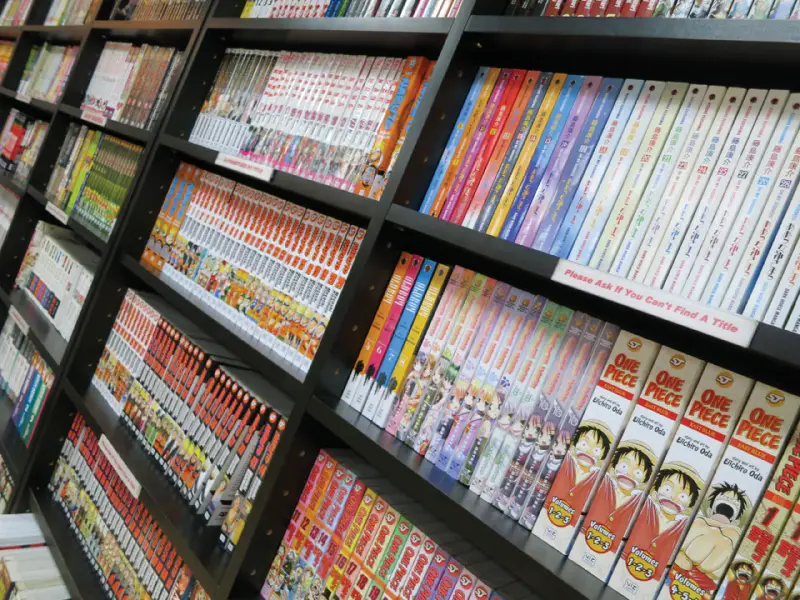manga on shelves