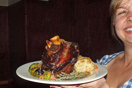 Schweinshaxen served up at NYC's Reichenbach Hall