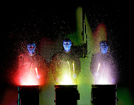 NYC's Blue Man Group drumming