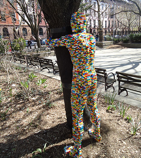Nathan Sawaya Sculptures in Clement Clarke Moore Park