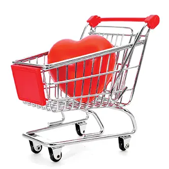 heart in shopping cart